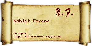 Náhlik Ferenc névjegykártya