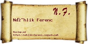Náhlik Ferenc névjegykártya