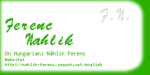 ferenc nahlik business card